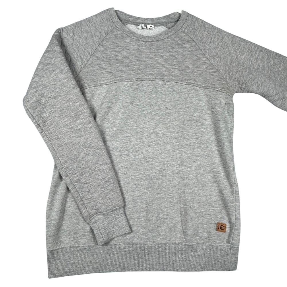 Tentree Heather Gray Raglan Sleeve Crewneck Sweatshirt XS Hike Quilted‎ Shoulder